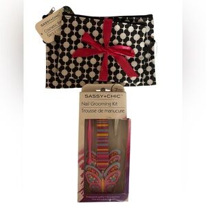 Sassy+Chic Cosmetic Bag Set of 2 Bags (Large & Small) and Nail Grooming Kit